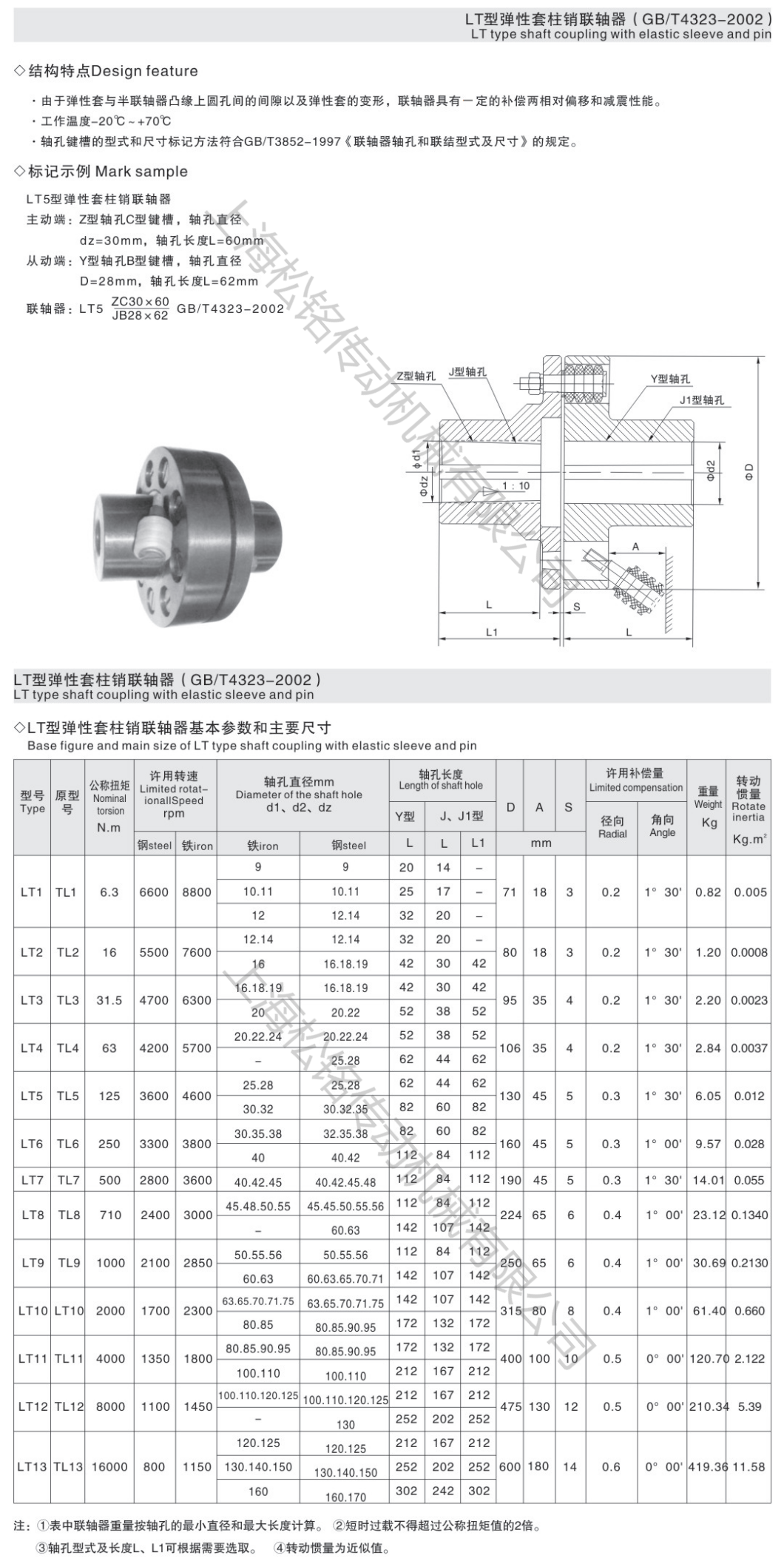 江苏|上海联轴器LT型弹性套Kit柱销联轴器(含柱销) - 上海松铭传动机械有限公司